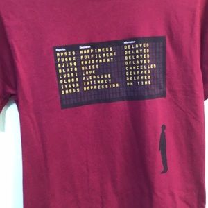 Tshirt depression funny guys small tags cut out  humorous flights feels delayed